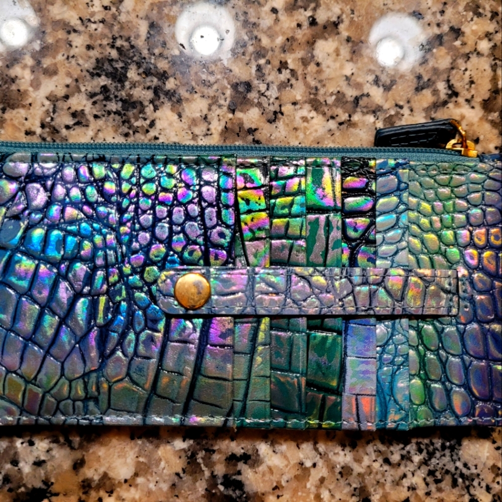 Brahmin card case blue topaz